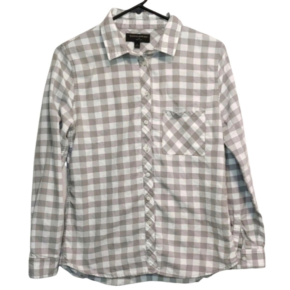 Banana Republic Women's Gingham Button Up 100% Cotton Shirt Small Office Casual